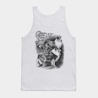 Rough Coated Collies Black and White Dog Illustration Tank Top